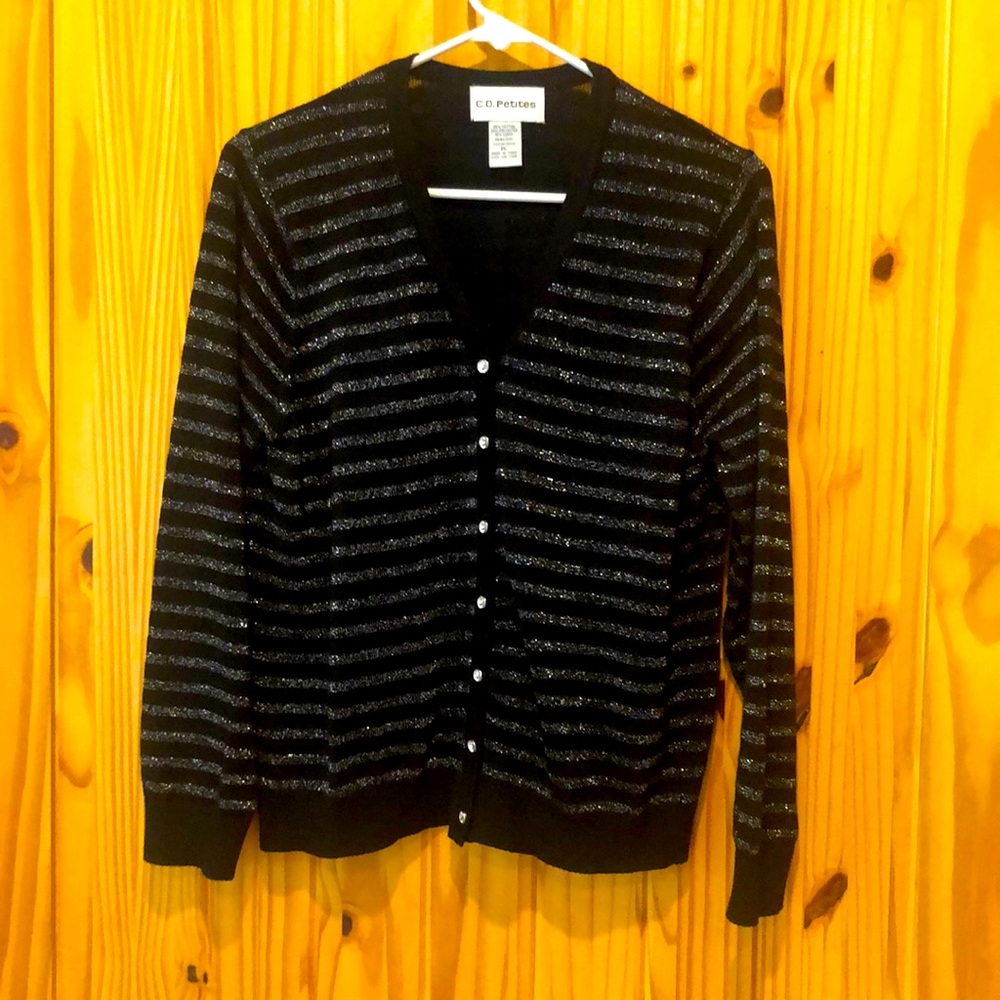 3/$10. C.D. Petites Black and Silver Shimmer Sweater